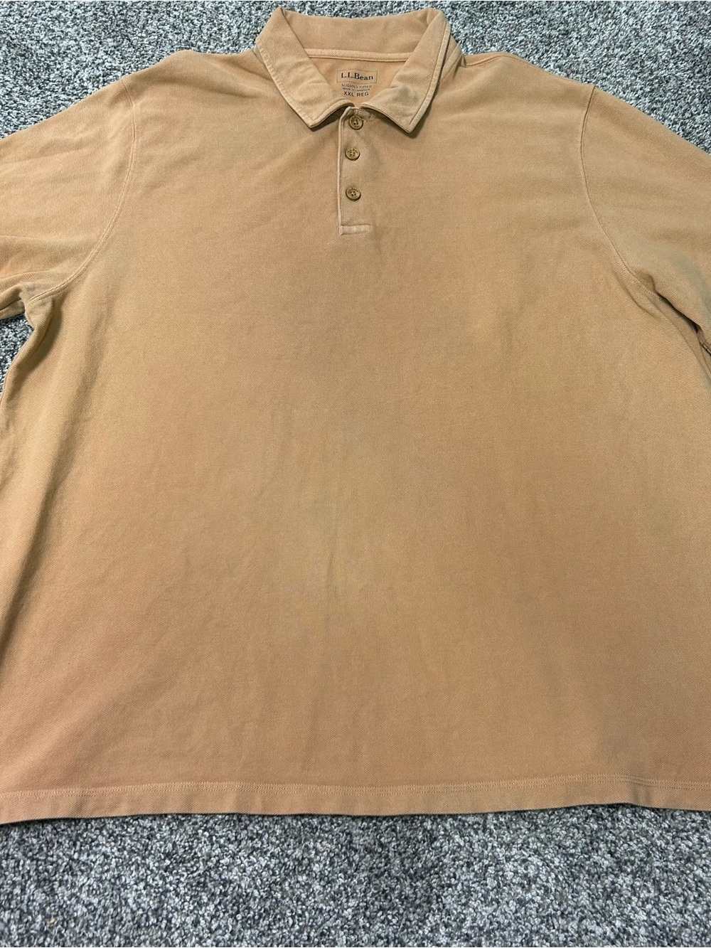 LL Bean Polo Shirt Mens XXL Orange Short Sleeve Slightly Fitted Office